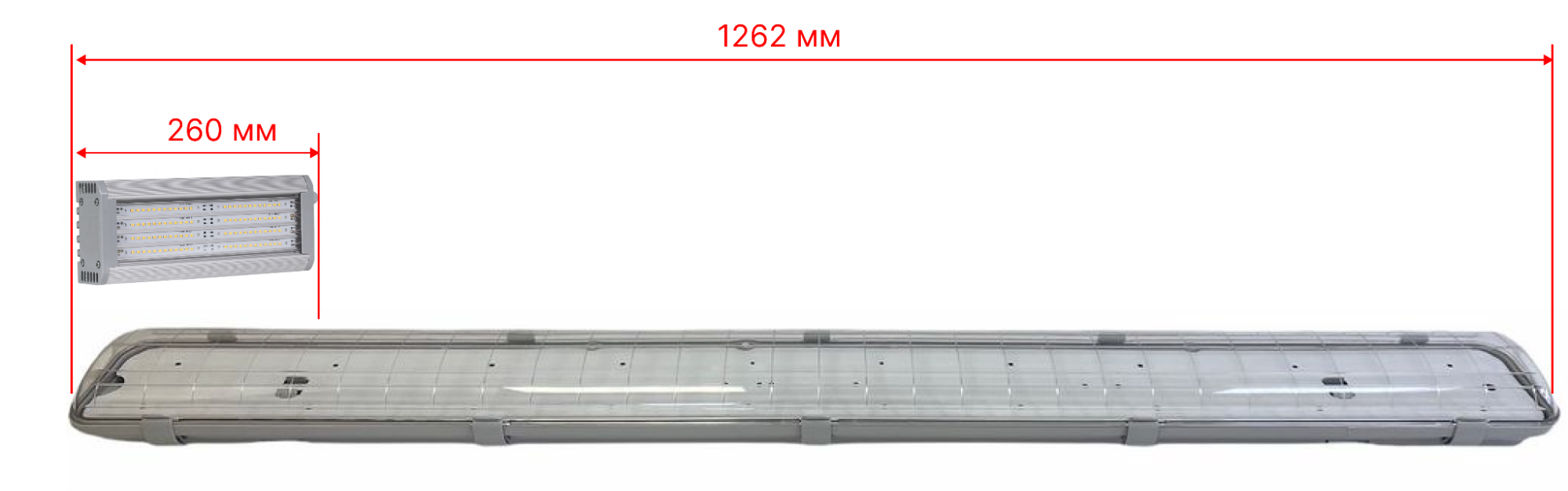 Сравнение габаритных размеров светильников FS2-MAN-KVAR и ECO FS-MAN-PL